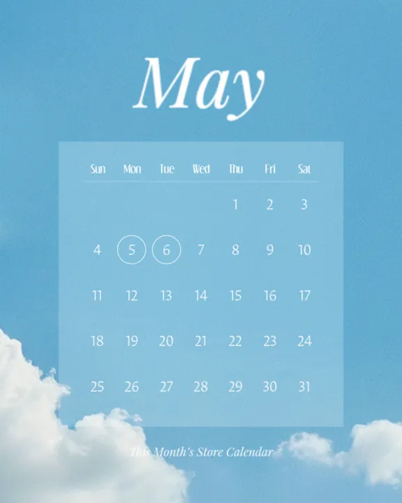 5월 스토어 운영 캘린더