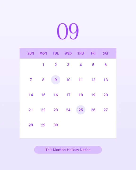 9월의 컬러 캘린더