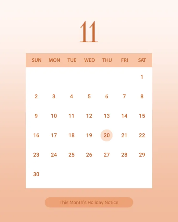 11월의 컬러 캘린더
