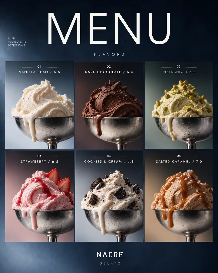 Premium Gelato Menu